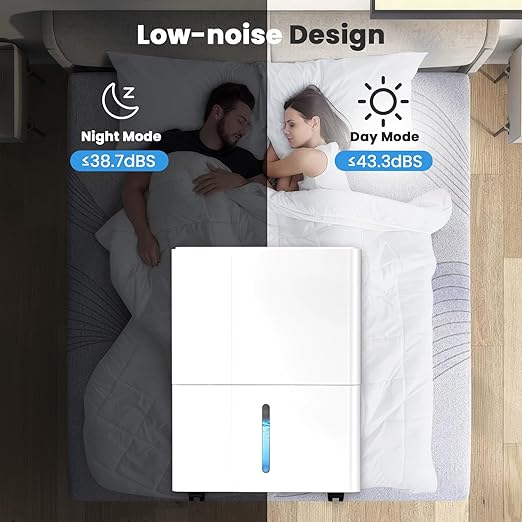 2,300 Sq.Ft Max 50 Pint/Day(Standard 22Pint/Day) Dehumidifier with Drain Hose, Auto Shut Off, 4.8L(1.26 Gal) Water Tank, Wheels & Handle, 30-80% Humidity Control for Home & Basements.