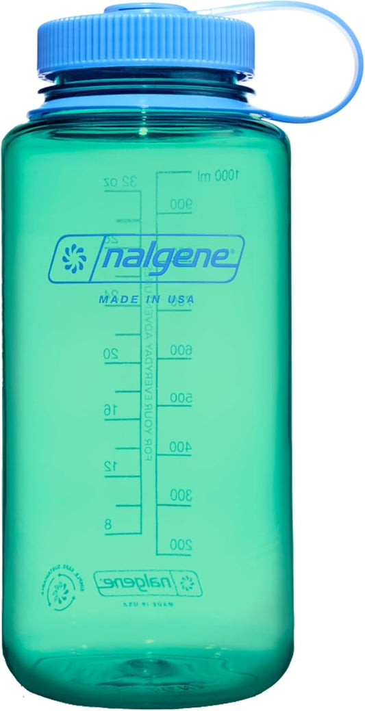 Nalgene Leak Proof Tritan BPA-Free Water Bottle - 32 oz Wide Mouth - Made in the USA for Outdoor Use & Daily Hydration (Pastel Green)