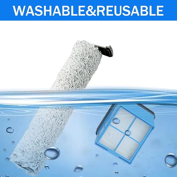 Crosswave Omniforce Replacement Parts, Roller Brush & Filters Kit for BISSELL Crosswave (Model 3882/3883/ OmniFind 3967F/ 3970F) Vacuum Cleaner - 2 Rolls, 2 Filters, 1 Tool Brush