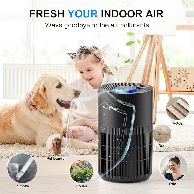 Air Purifiers for Home Bedroom Up to 1000 Ft², H14 True HEPA Room Air Purifiers for Bedroom With Sleep Mode Light Mode & Aroma Function Air Cleaner Smoke Odor Dust Pollen Pet Dander (Black)