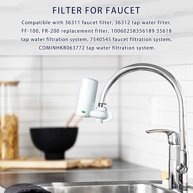 Faucet Water Replacement Filter Compatible With Brita Filtration Systems, 36311, FR-200, FF-100, Fits All Tap Water Filters, Pack of 3
