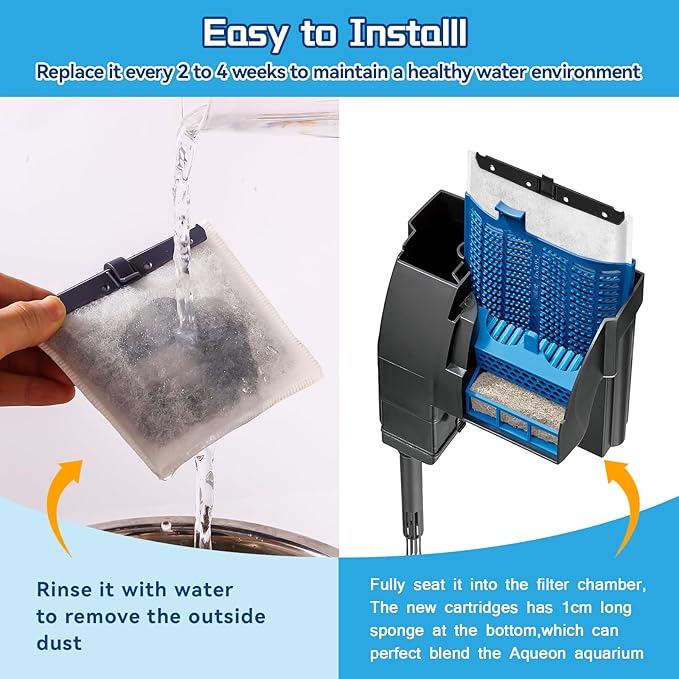 10 Pack Medium Aquarium Filter Cartridges for Aqueon QuietFlow LED PRO Power Filter Size 10 & E Internal Power Filter Size 20