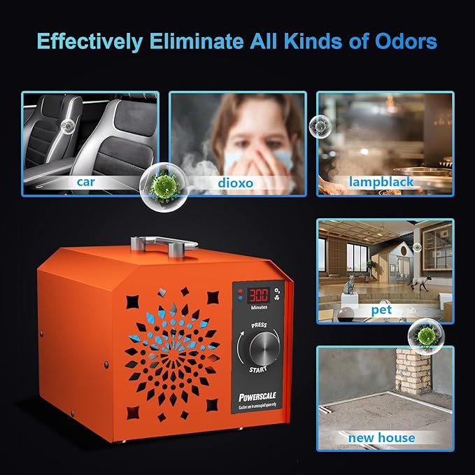 Commercial Ozone Machine 250,000mg/h Odor Removal Intelligent Control Ozone Generator Odor Eliminator OZB3 for Large Homes Offices High Capacity Ozone Air Purifier to 21,000sq.ft. Orange