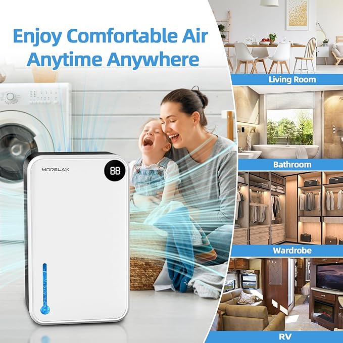 Dehumidifier,Scozza 25 OZ Small Dehumidifiers for Room for Home, Quiet with Auto Shut Off, Dehumidifiers for Bedroom (280 sq. ft), Bathroom, RV, Closet,Bedroom, Basement, 7-color LED light,White