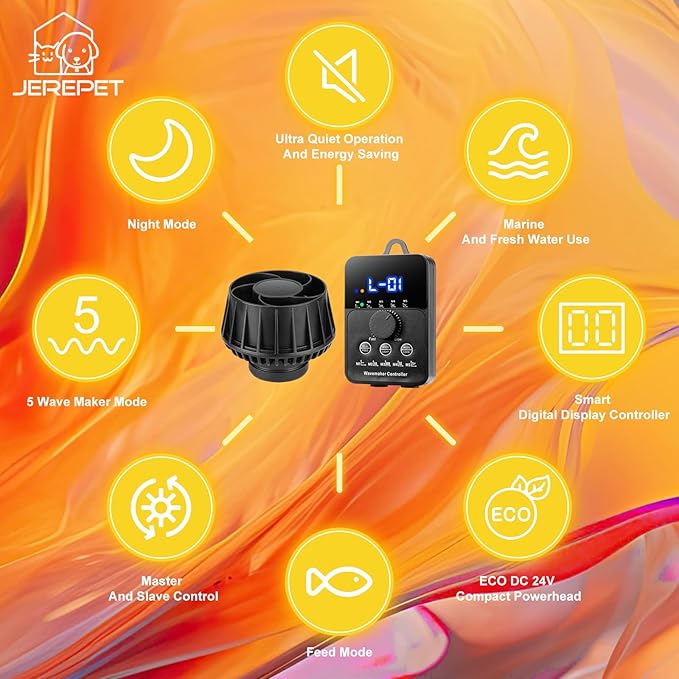 4200GPH Aquarium Wavemaker Pump With Controller 30W DC24V Powerhead with Magnetic Mounting, Wavemaker with LED Display for 200 to 300 Gallon Tank