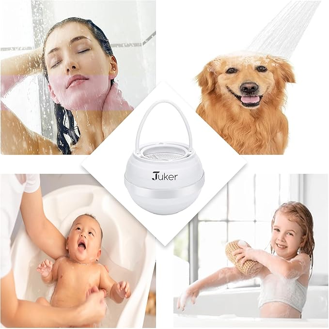 JUKER Bath Water Filter for Tub - 8 Stages-Bathtub Water Filter Removes Hundreds of Contaminants- Hard Water Softener- Improves Your Bath water for Healthier Skin, Hair and Nails Condition - White