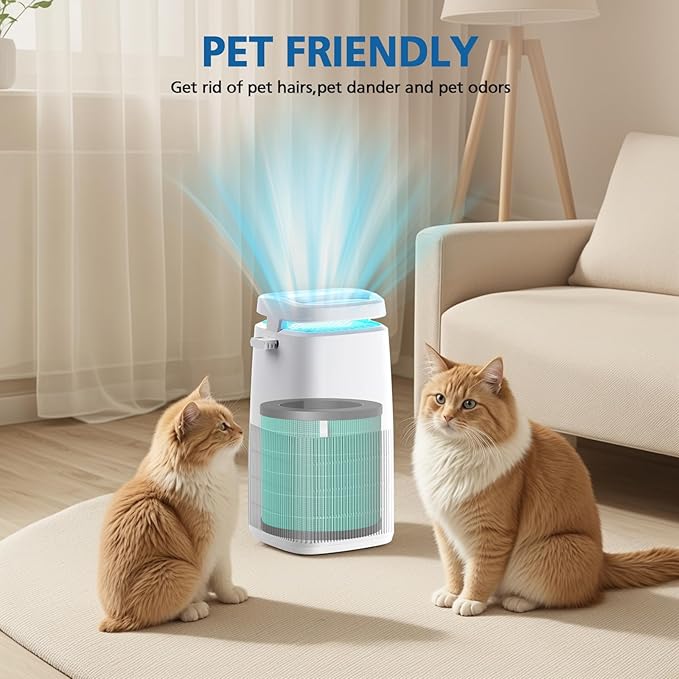 MJ002H Pet Care Replacement Fil-ter Compatible with POMORON MJ002H Air Puri-Fier, 4-Stage Filtration, H13 True Hepa Fil-ter, Activated Carbon, Multi-Layer Fil-ter, Compare Part MJ002H-RFA, 2 Pack