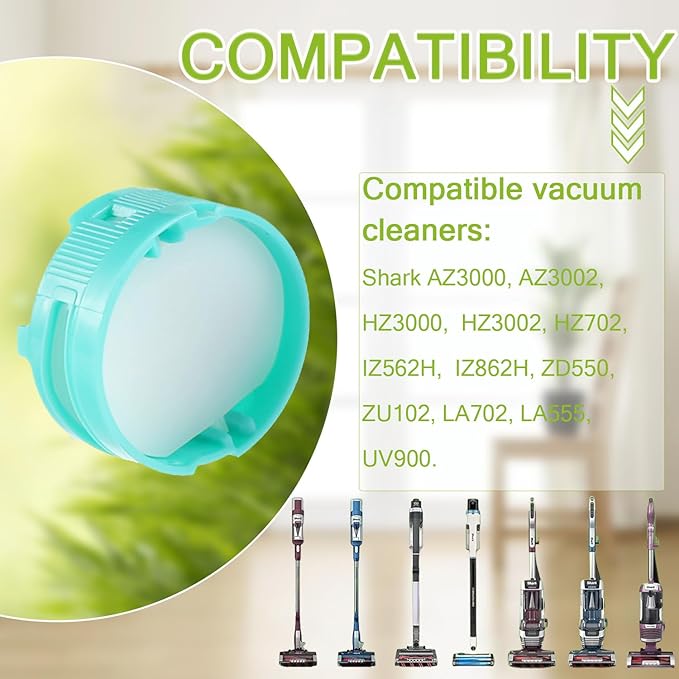 Odor Neutralizer Cartridge Replacement for Shark Vacuum Cleaner, Compatible with AZ3000 AZ3002 HZ3000 HZ3002 IZ862H IZ562H ZD550, 6pcs Green Original, 1.5 inches, HEPA, VACUUM FILTER, Filter