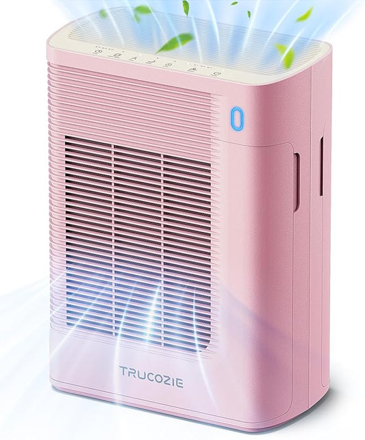 Air Purifier for Home Large Room Bedroom Up to 1937 Ft² in 1 Hr With Double-sided Air Inlet, Air Quality and Light Sensors, HEPA Sleep Mode for Allergies, Dust, Pollen, Pet Hair, Pink