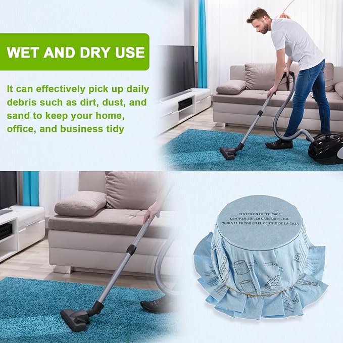 Reusable Wet Dry Vac Filter VF2002 Dry Disc Vacuum Filters for Most 5 Gallon and Larger Shop Vac Branded Wet/Dry Vacuum Cleaners(pack of 8pcs Disc Filters 4pcs Retaining Bands)