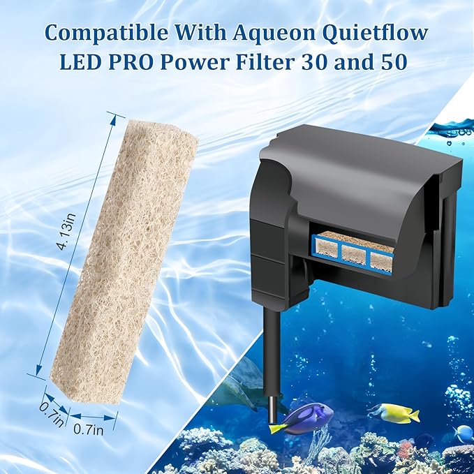 24pcs Ammonia Reducer Filter Pads for Aqueon QuietFlow LED PRO Model 30 and 50, Replacement Filter Cartridges for Aqueon