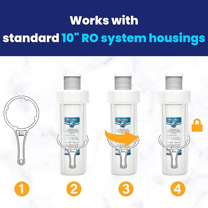 ERO 5 pc Reverse Osmosis Filters Yearly Set, 5 Stage Reverse Osmosis Water Filter, Under Sink RO Water Filtration System Kit, Compatible with Most 10" RO System, Water Filter Wrench Included