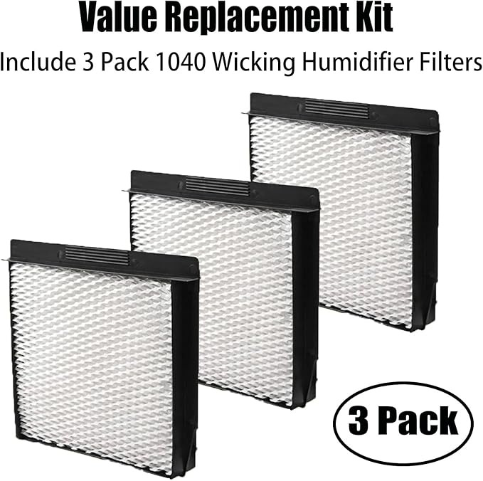 1040 Super Wick Humidifier Filter Replcement for AirCare/Essick-Air/MoistAir B23 DP3 B40 B40-C 3D6-100 5D6-700 7D6-100 D46-720 CM330 500 700 3000 Series Humidifiers Wicking Filters (3 Pack)