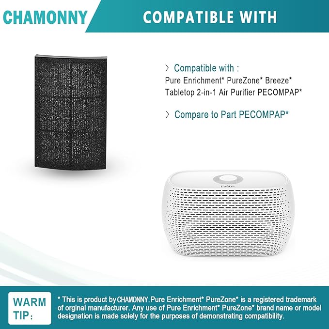 Breeze Tabletop Filter Replacement PECOMPAP, Compatible with Pure Enrichment PureZone Breeze Tabletop 2-in-1 Air Purifier, 2 H13 True HEPA Filter + 4 Activated Carbon Pre-filters