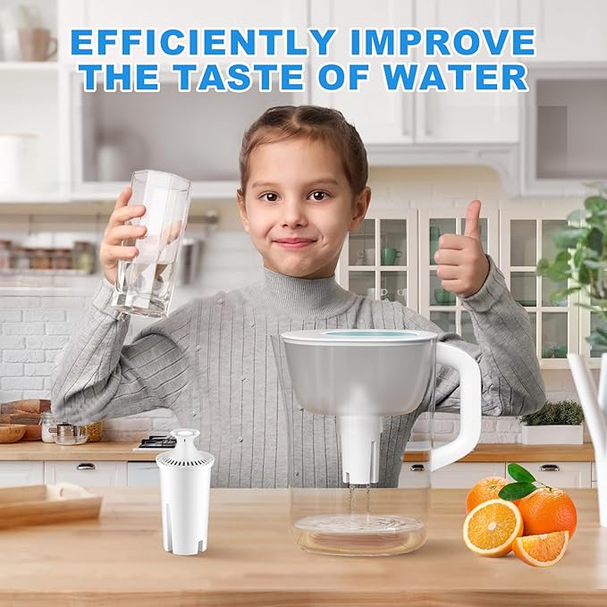 Water Fiter Replacement Fit for Brita Water Filter & Pitchers, Water Pitcher Filter Compatible with Brita Classic, Mavea, Ob03, 107007 35557, Reduce Chlorine and Heavy Metals (6)