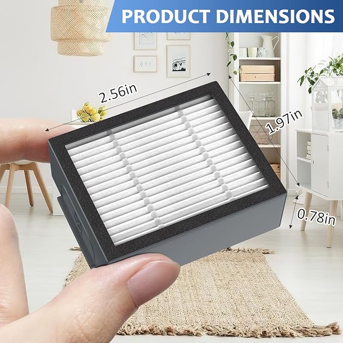 6-pack 4639161 High-Efficiency Filter for iRobot Replacement Parts Vacuum Filter, Roomba e, i & j Series, and Roomba Combo i1+ i3 i3+ i4 i5 and j5 Series