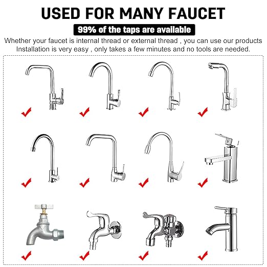 3 Pack Sink Water Filter Faucet, 360 ° Rotating Bathroom Sink Faucet Filter, 3 Spray Mode Adjustable Faucet Water Purifier Removes Chlorine Fluoride Heavy Metals Hard Water for Kitchen & Bathroom