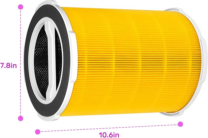 G200/G200S Replacement Filter Compatible with Ganiza G200S/G200 Air Purifier, 3-stage Filtration with Activated Carbon Filter, 2 Count,Yellow