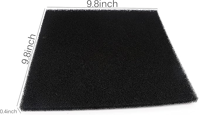 Cut to Fit Activated Carbon Media Pad, Pre Filter Carbon Sponge for Aquarium, Fish Tank, Pond, Reef Canister (9.8 x 9.8 x 0.4 inch 3pcs)