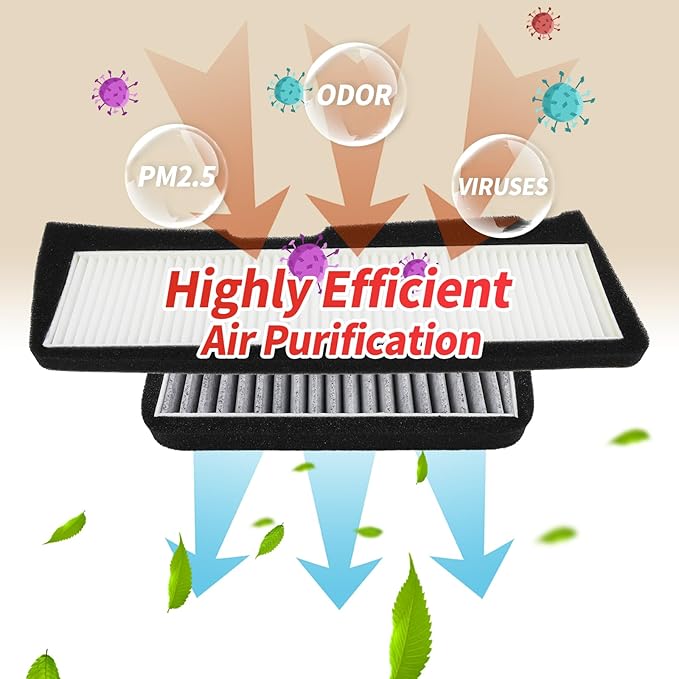 Air Filter Compatible with Tesla Model 3 Cabin Air Filter HEPA Air Intake Filter Replacement with Activated Carbon for 2021 2022 2023 2024 Model 3 Accessories