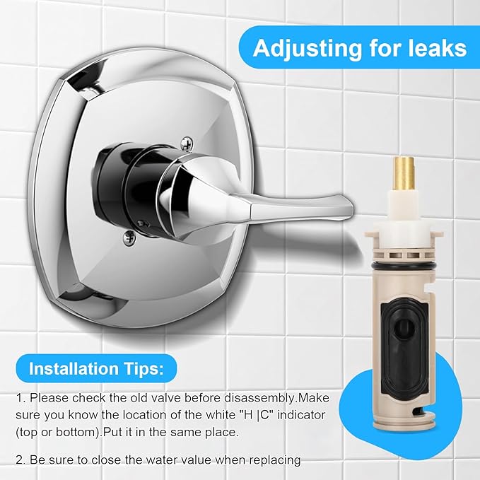 1222 Replacement Cartridge Kit for Moen One-Handle Posi Temp Faucets, Compatible with Moen Tub Shower Durable Brass & Plastic
