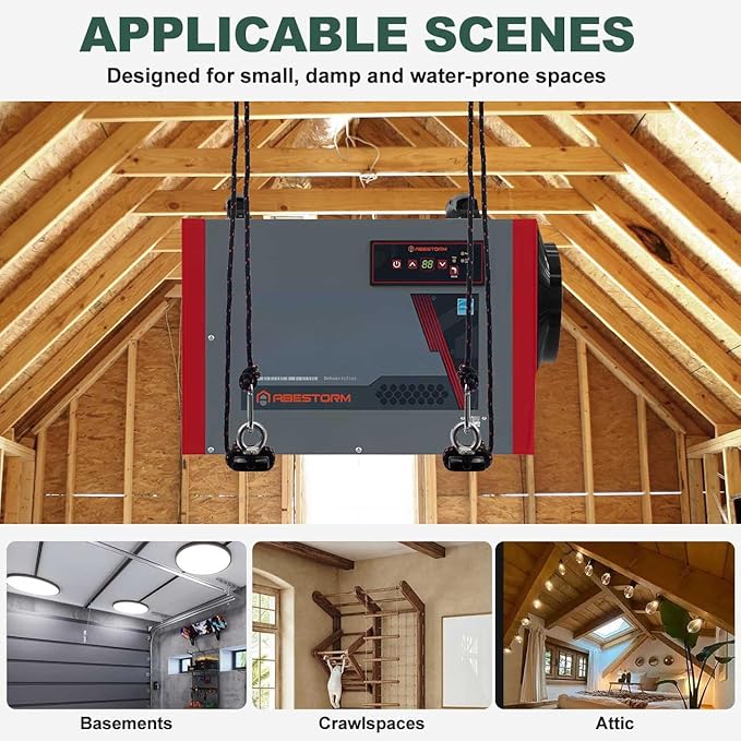 Hanging Kit for Dehumidifiers in Crawl Spaces & Basements | Heavy-Duty Metal Dehumidifier Protection Frame | Anti-Vibration Dehumidifier Hanging Support Accessories to Reduce Noise – Load 300 lbs.