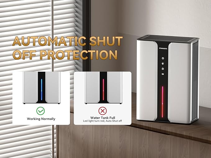 95oz Home Dehumidifier, (950 sq.ft) Quiet dehumidifier for Bedroom Bathroom with Drain Hose, with Air Reusable Filter Indoor deshumidificador for Basement RV Closet