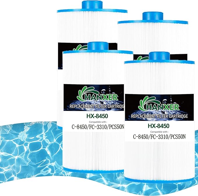 C-8450 Spa Filter Cartridge Replaces for Filbur FC-3310, PCS50N, 100593, 3301-2261, 80501 Maax Spas/Coleman Spas, 50 sq.ft Hot Tub Filter, 4 Pack