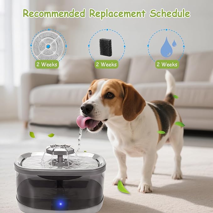 12 Pack 7" Activated Carbon Filters for SIBAYS 2.5Gal/9.5L Large Cat Water Fountain(FS68),18CM Larger Filter for Kastty 9L Large Dog Water Fountain,Food Grade,4 Layers Filtration,12 + 12 Pump Filters