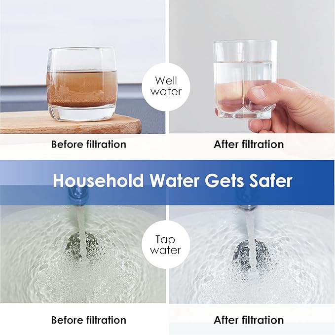 Waterdrop Whole House Water Filter, Carbon Filter, Reduce Iron & Manganese Filter Cartridge, Replacement for GE GXWH40L, FXHTC, Ispring, Culligan® RFC-BBSA, Whirlpool®, Any 10" x 4.5" System, 5 Micron