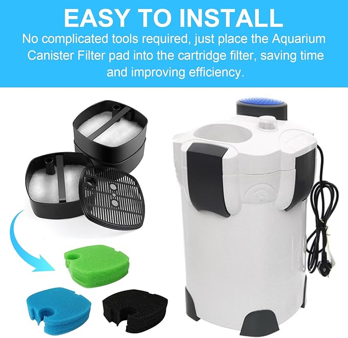 9-Piece Aquarium Filter Pads Replacement bio Sponge Compatible with SUNSUN HW-304B, HW-404B, HW-704B, HW-3000, and CF500 Filters.