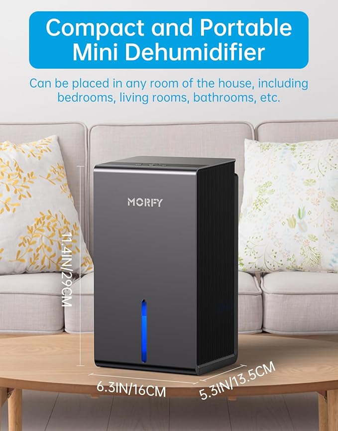MORFY Dehumidifier, Small Dehumidifier for Bedroom Bathroom RV with Auto Shut Off, Compact Quiet Dehumidifiers for Room Home Closet Laundry Room