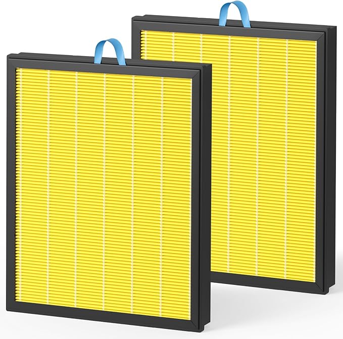 Fil-fresh Vital Replacement Filter, Compatible with LEVOIT Vital Air Purifier, 3-in-1 H13 True HEPA & Activated Carbon Pet Care Filter, Yellow, 2-Pack
