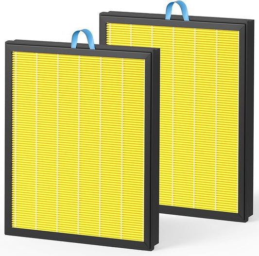 Fil-fresh Vital Replacement Filter, Compatible with LEVOIT Vital Air Purifier, 3-in-1 H13 True HEPA & Activated Carbon Pet Care Filter, Yellow, 2-Pack