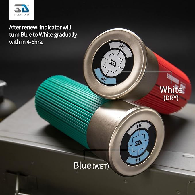 SILENT DRY Cordless Gun Safe Dehumidifier – Reusable Mini Dryer for up to 40L – Fast Rechargeable & Moisture Removal for Guns, Closet, Cabinet, Camera, up to 40L Safe, Shotgun Jr. – RED (1 Pack)