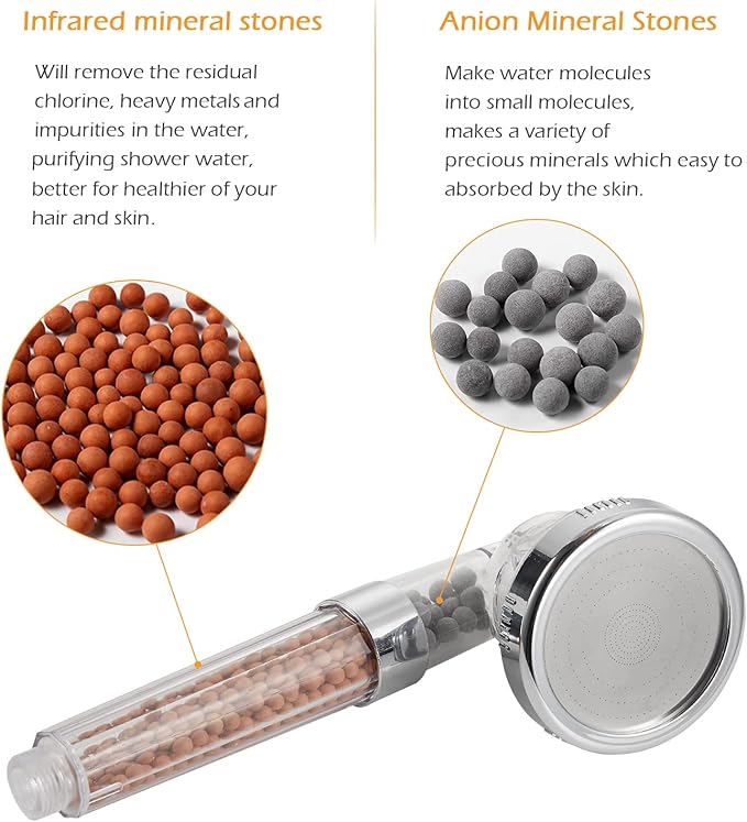 Filtration Stone Beads Filter for Filtered Shower Head, Mineral Stone Bead Balls for Purifying Water (Red Gray White)