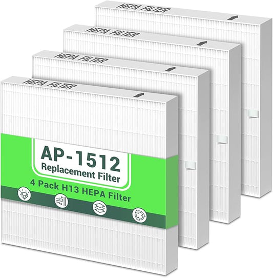 4 Pack AP-1512HH Ture Hepa Filter Replacement For Coway Airmega AP-1512HH Air Purifier, Ap-1512HH-FP, Item Part # 3304899, H13 Hepa Filter Only