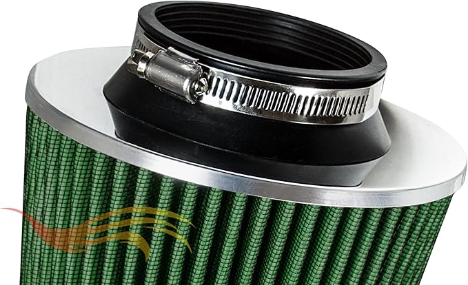 GREEN 3" 76 mm Inlet Cold Air Cone Replacement Quality Performance Washable Clamp-On Dry Air Filter