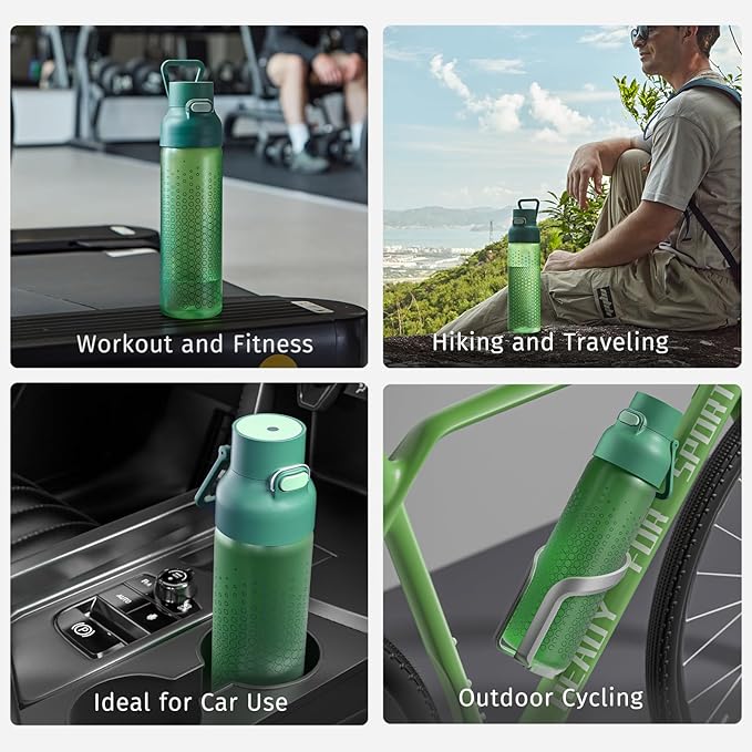 750ml Leak Proof Water Bottle with Flip Top Lid, BPA-Free USA Tritan Drink Bottle, Dishwasher Safe for Office, Outdoor & Daily Use (Green, 1 Pack)