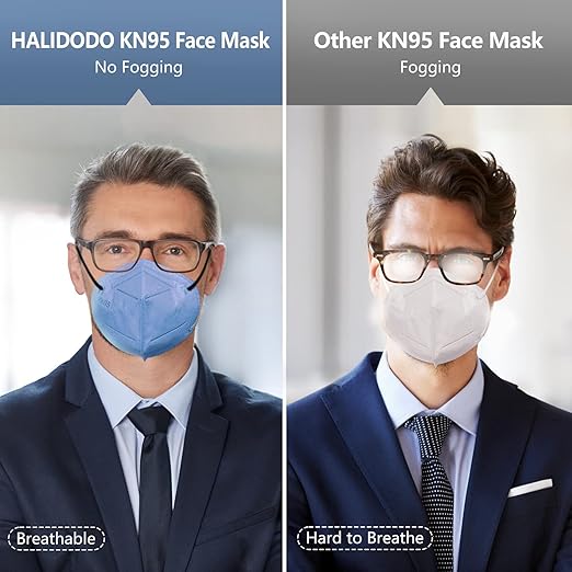 HALIDODO Individually Wrapped, 60 Packs KN95 Face Mask, 5-Ply Breathable Comfortable Safety Mask with Over 95% Filtering, Morandi Multi Color