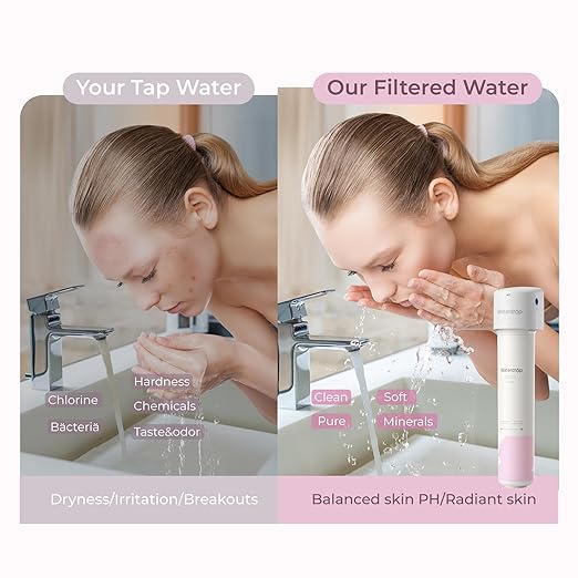 Waterdrop Water Filter for Bathroom for Face Care, Soft Water, Strontium-enriched, Reduce 99.9% of Baçtёria in Bathroom Sink Faucet, Reduces Skin Redness and Irritation, WD-BFU1