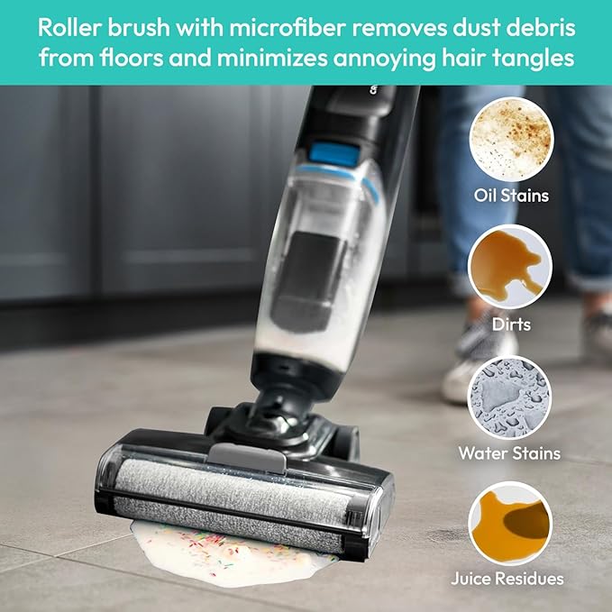 3831 Roller Brush & Filter Replacement Kit Compatible for Bissell Crosswave Hard Floor Expert Vacuum 3831 & HF2 3845N 3845 3847 3848(2 Brush Rolls + 2 Filter) Fit Bissell No. B0555,1637755,1632973