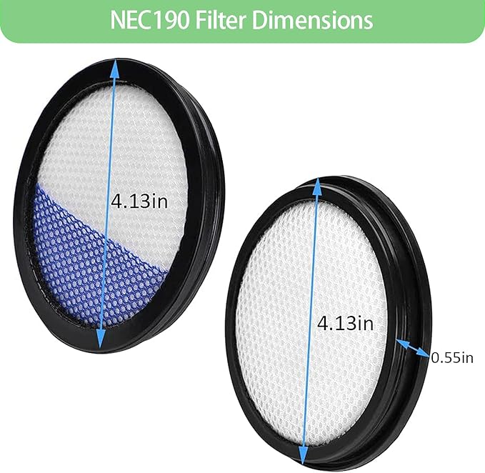 6 Pack Replacement Filters for Eureka RapidClean Pro Cordless Stick Vacuum Cleaner NEC180 NEC185 NEC186 NEC190
