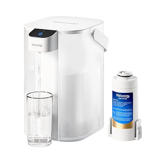 Waterdrop Electric Water Filter Pitcher, Reduce 99.6% of Lead and 45+ Impurities, 200-Gallon Rechargeable Water Dispenser, Instant 15-Cup Countertop System, NSF/ANSI 401&53&42&372, NOT Reduce TDS