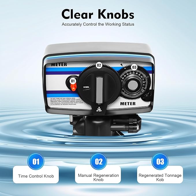 5600SM Digital Water Softener Control Valve, Automatic Timer Softening Water Softener Filter Control Head Valve, 110V Efficient Water Softener Control System for Home & Industrial Use