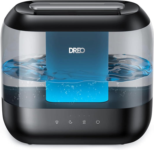 Dreo Top Fill 4L Humidifiers for Bedroom, 36H Runtime, 28 dB Quiet Cool Mist Supersized Air Humidifier for Large Room, Plants, Baby Nursery, Indoor, Night Light, Easy to Clean & Fill, Black