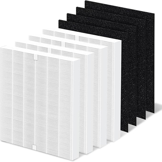 AP-1512HH Replacement Filter Compatible with Coway Airmega AP-1512HH and 200M air Puri-Fier, AP-1512HH-FP, AP-1518R, AP-1519P, 4 Filter, 4 Activated Carbon Filters, Compared to Part #3304899