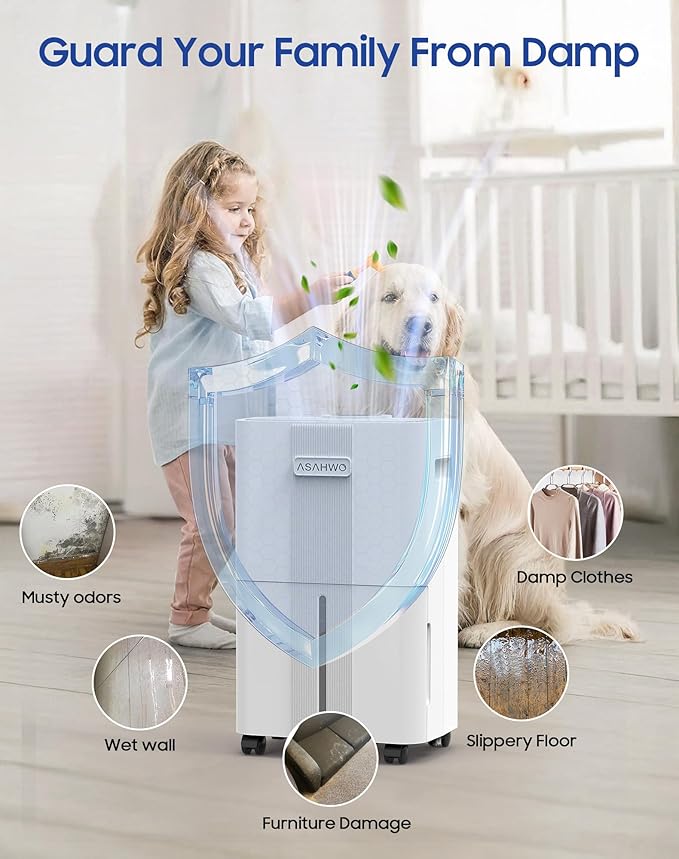 1600 Sq.ft Dehumidifier for Home, 21 Pints Dehumidifier for Basement with Drain Hose, Quiet Dehumidifiers Smart Humidity Control, 24H Timer, 3 Modes, Portable for Bedroom,Bathroom