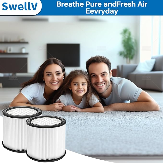 90304 Replacement Filter Compatible with Shop-Vac Shop Vac 90304, 90350, 90333,903-04-00, 9030400,fits most 5 Gallon and above Wet/Dry Vacuum Cleaners (2 Pack)