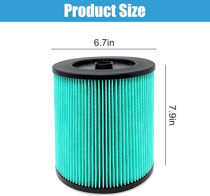 MZY LLC 2 Pack 17912 & 9-17912 Replacement Filter Compatible for Craftsman Shop Vac 5 to 32 Gallon, 3-Layer Pleated 9-17907 Wet/Dry Fine Dust Filter, Part # 17912 & 9-17912